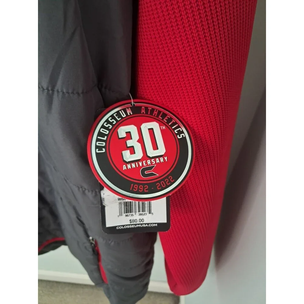 University of Wisconsin Men's Gray & Red Hooded Jacket